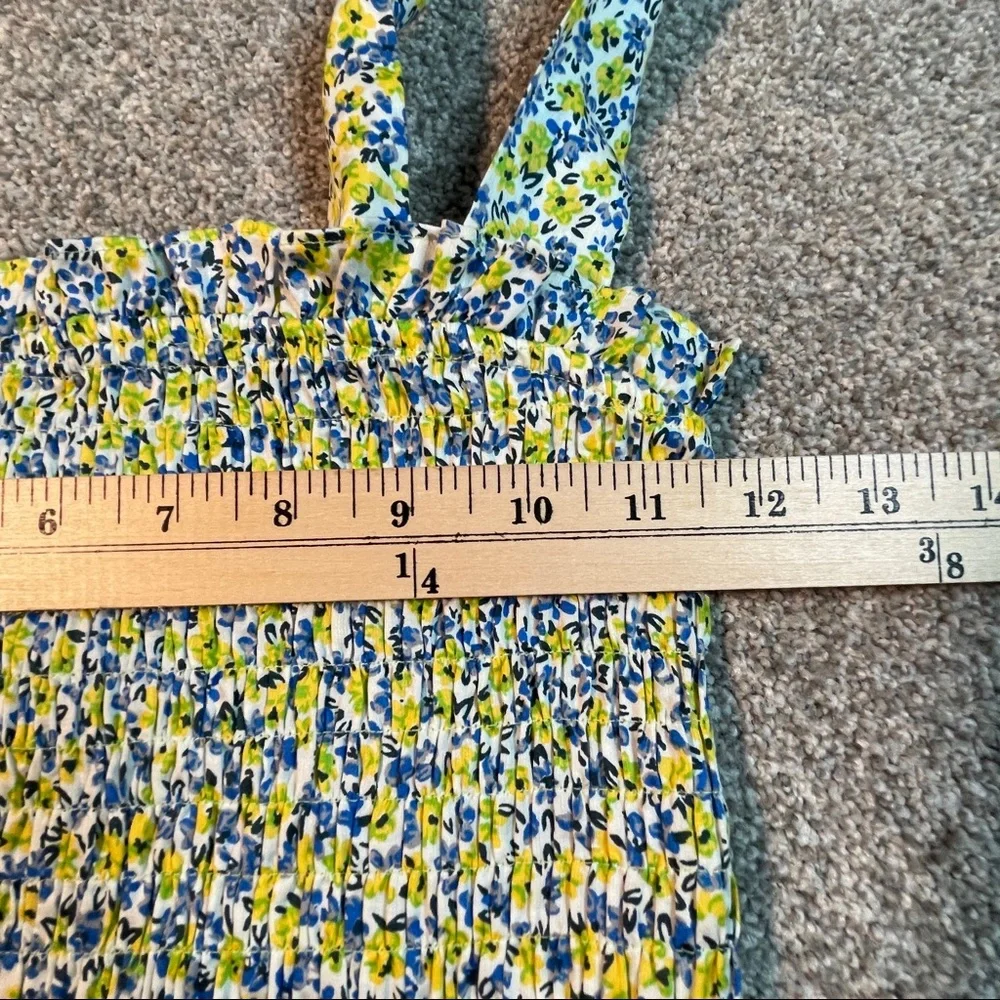TOPSHOP Blue Yellow Smocked Tank Top Size 6 NWOT - Picture 6 of 6